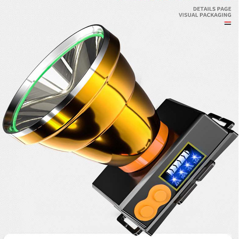 Cross-border head-mounted high-intensity flashlight LED light ultra-bright long-range headlamp outdoor home head-mounted charging zoom Specification image
