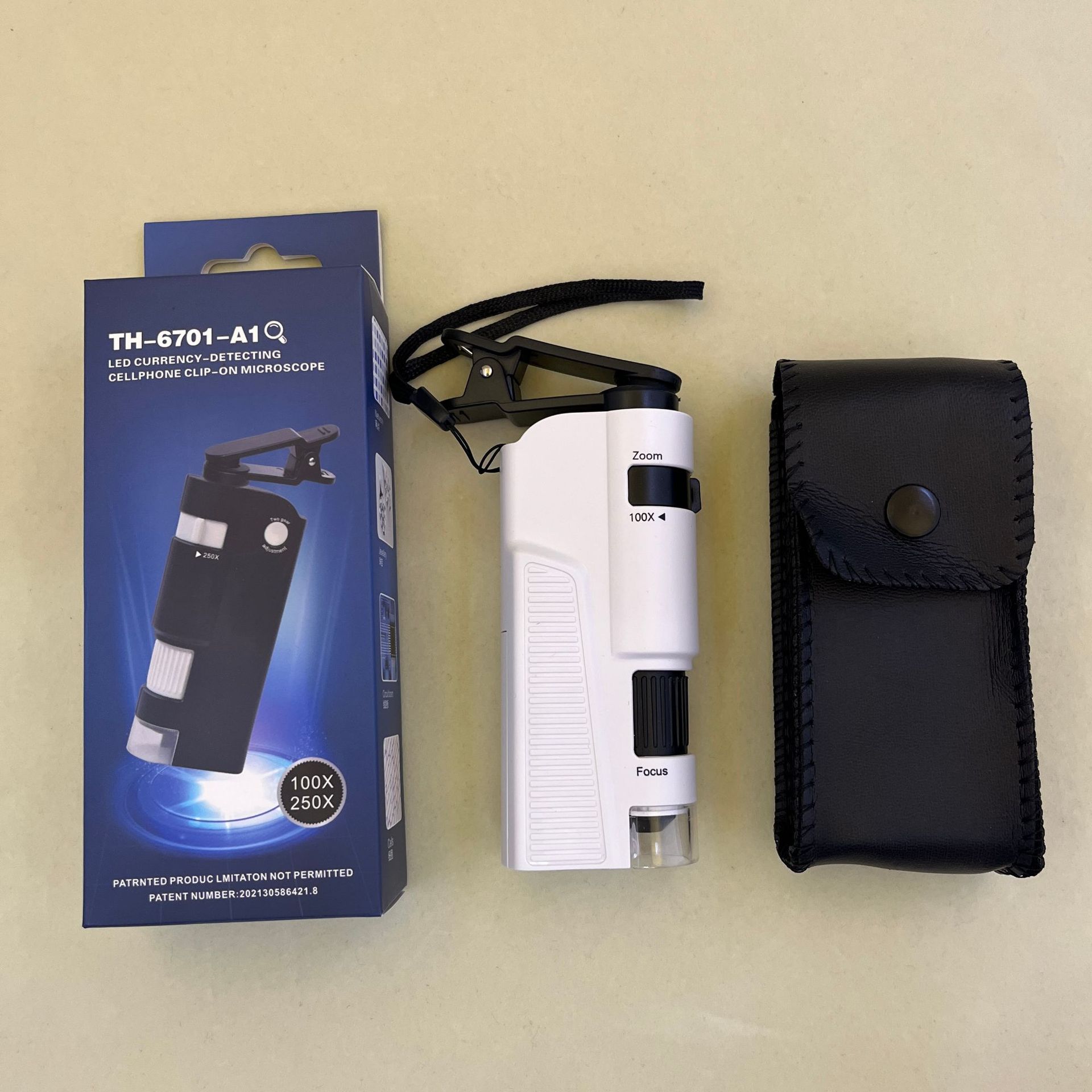 New model 6701-A1 100-250x variable magnification UV banknote detector microscope observation magnifying glass with light source Item Picture