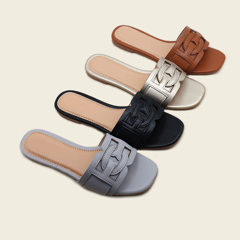 外贸工厂平底拖鞋时尚百搭一字沙滩鞋批发现货Ladiesslippers
