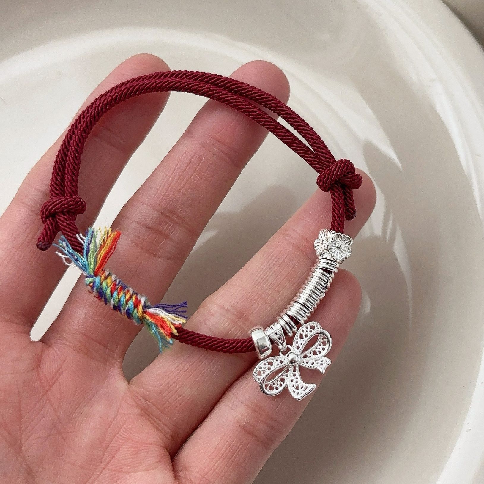S925 sterling silver 12.13 bow coil red string bracelet for women, light luxury, fashionable and versatile, simple and high-end in Instagram style, niche