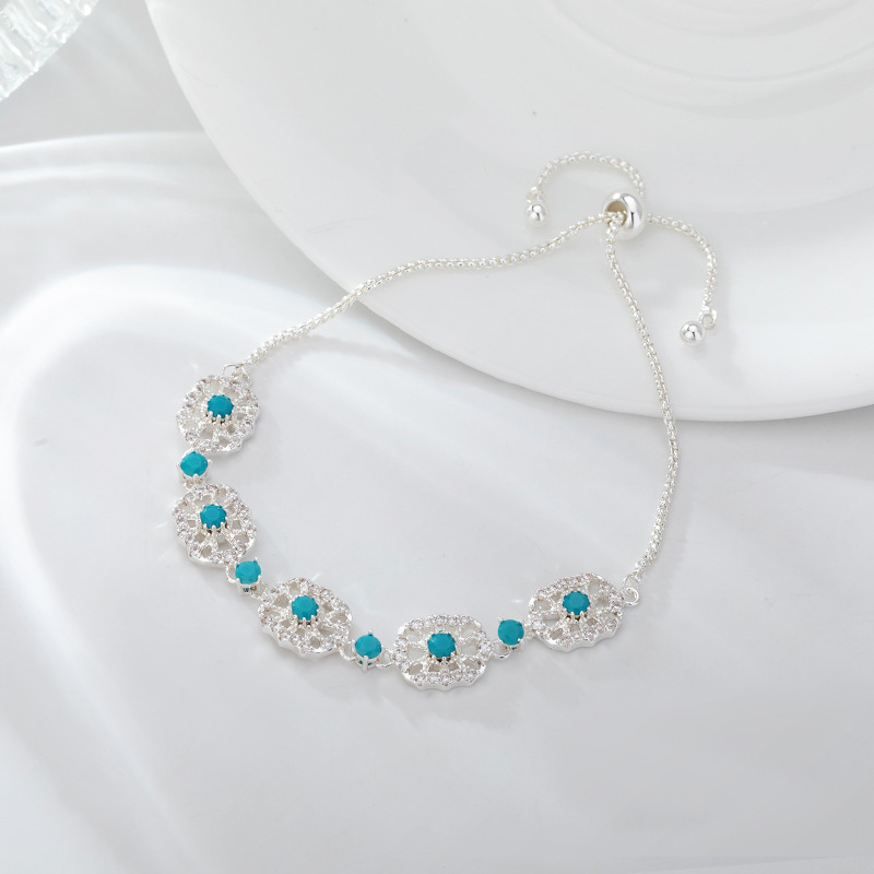 柏伶饰品跨境爆款金属绿松石装饰手链百搭女士配饰时尚小众手饰品