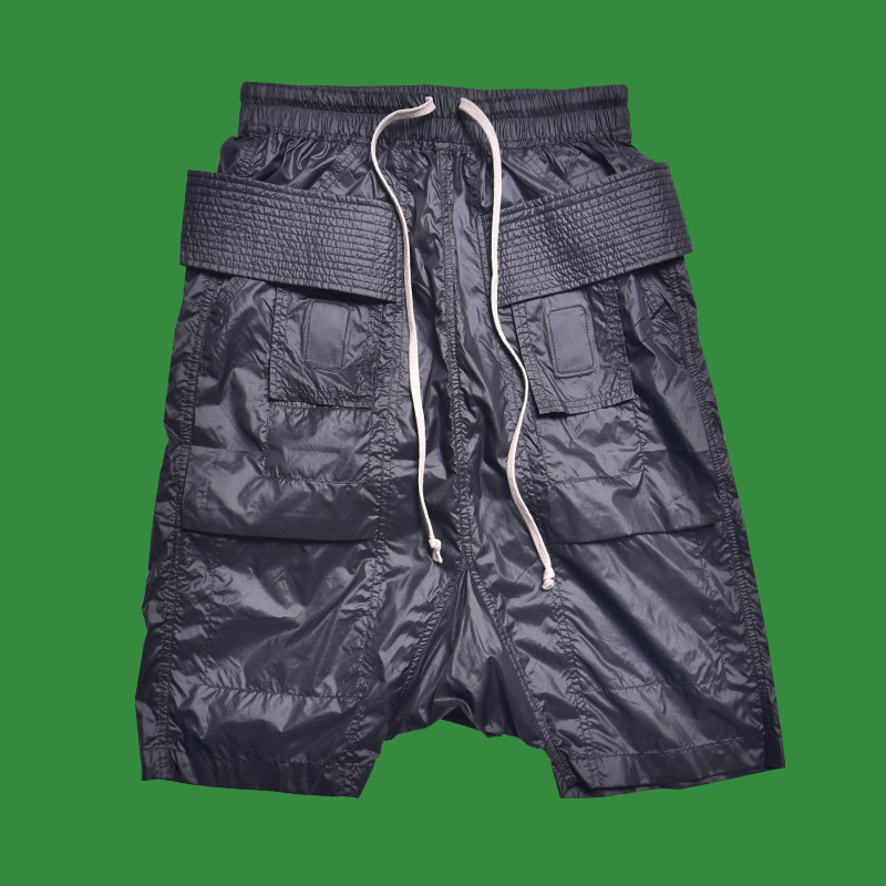 New RO nylon ultra-thin double-ring five-inch Harem pants, high street fashion dark series shorts for teenagers, men's summer pants