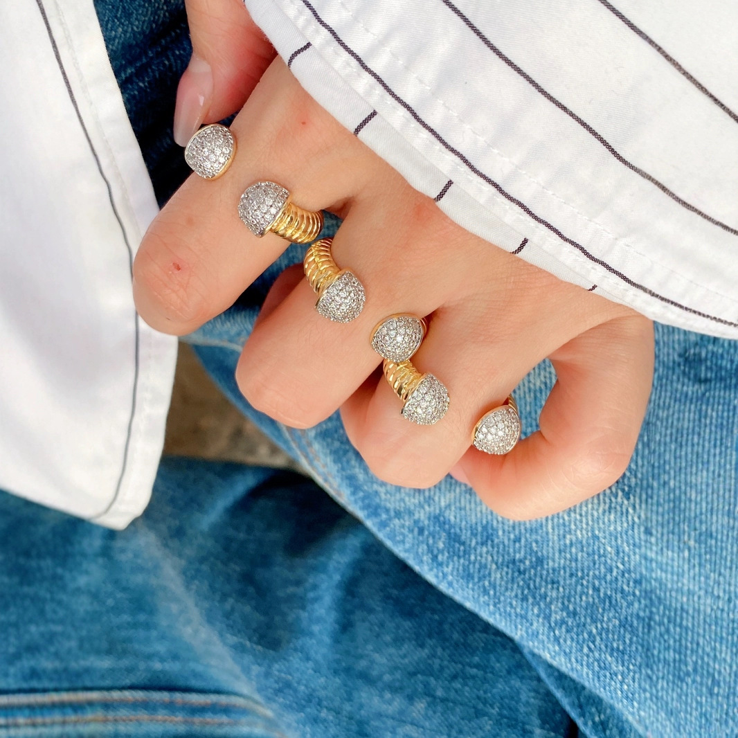 Wholesale of popular cross-border copper-plated 18k zircon bracelet and ring from Europe and America, a simple and versatile accessory for women details Picture