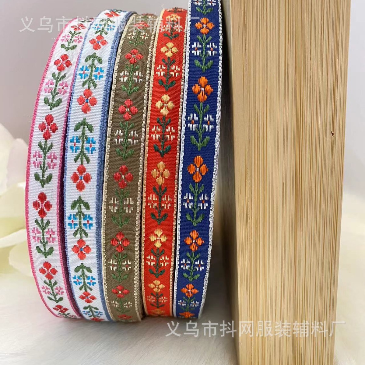 1.2cm-1.3cm retro classic ethnic style jacquard ribbon Hanfu accessories, Tang suit bow wholesale handmade Specification image