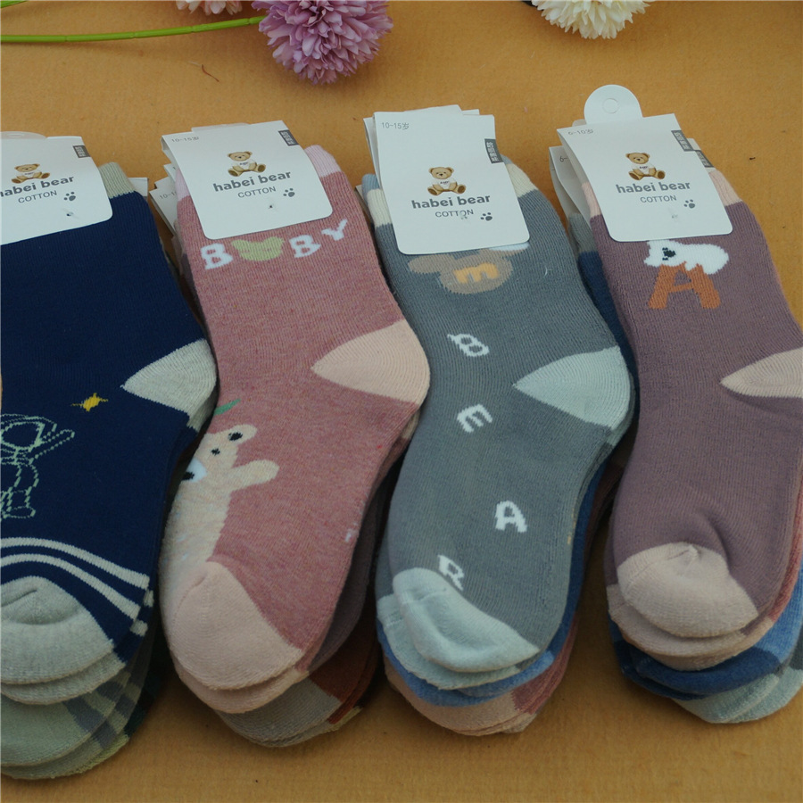 哈呗熊娃新品冬季宝宝毛巾袜毛圈袜儿童保暖婴儿学生袜子