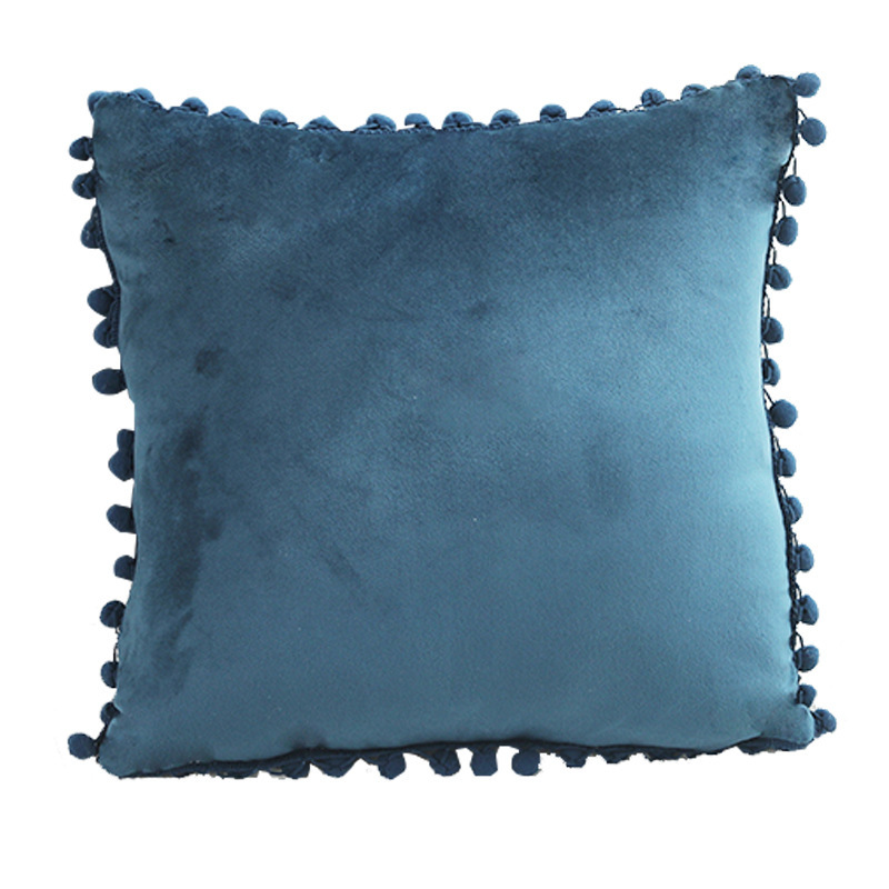 Ins-style solid-color pom-pom cushion cover, modern and simple velvet pillow, creative cushion cover, wholesale of pom-pom pillows Item Picture