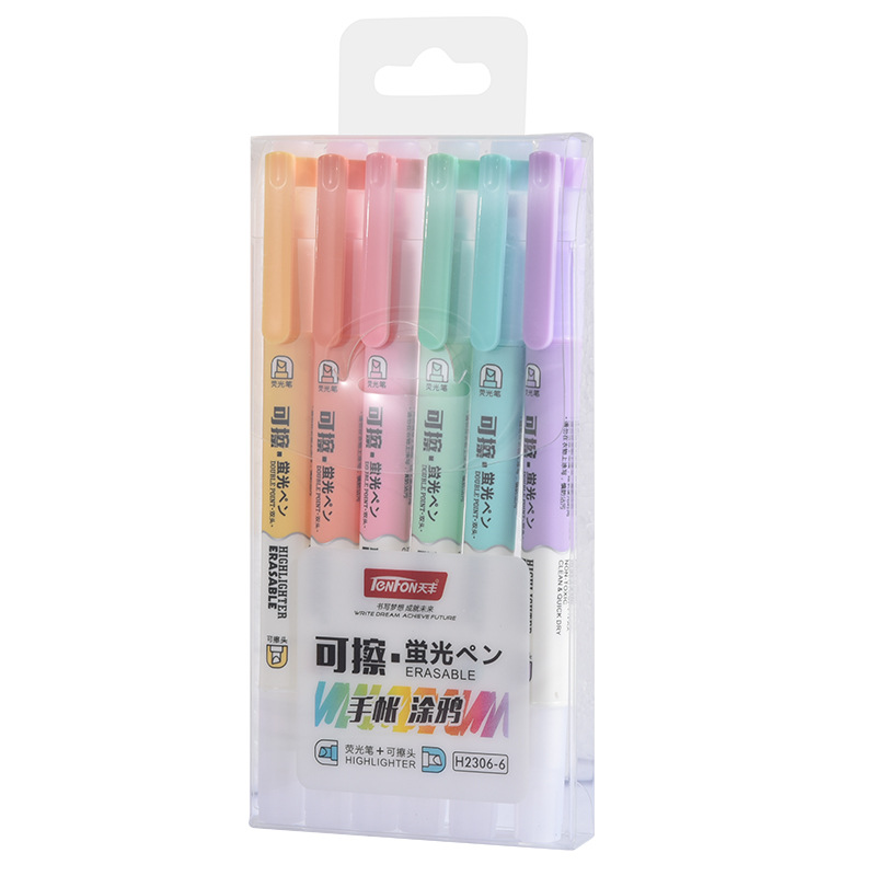 Tianfeng Double-headed Erasable Highlighter 2306 Water-Soluble Planner Duck Highlighter Marker Set 144 pieces per rack Item Picture