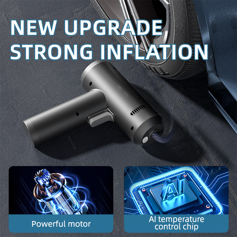 Vehicle-mounted air pump, intelligent digital display wireless air pump, hand-held gun portable emergency pump, electric air pump details Picture