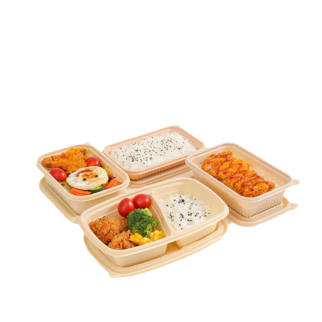 Corn starch disposable lunch box, degradable packing box, takeout lunch box, vermicelli, noodle soup bowl, covered square box Item Picture