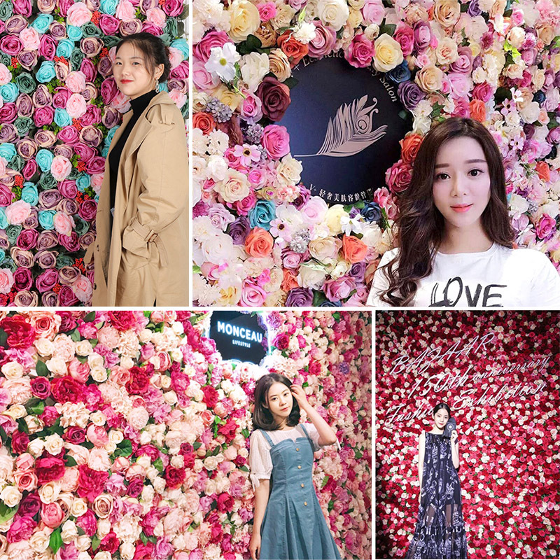 Wholesale of artificial artificial flower walls for wedding photo studio background walls and wedding interior decoration with artificial hydrangeas and silk flowers Application Scenario