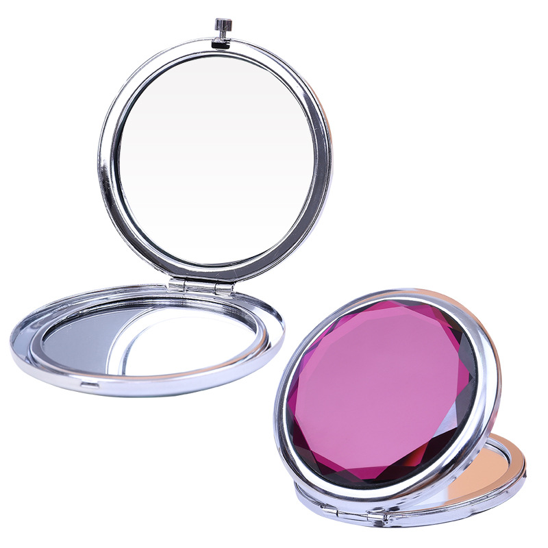 The crystal flip-top double-sided dressing mirror can be printed with logo advertisements and engraved words. It is a folding makeup mirror and a portable small mirror that can be carried around Item Picture