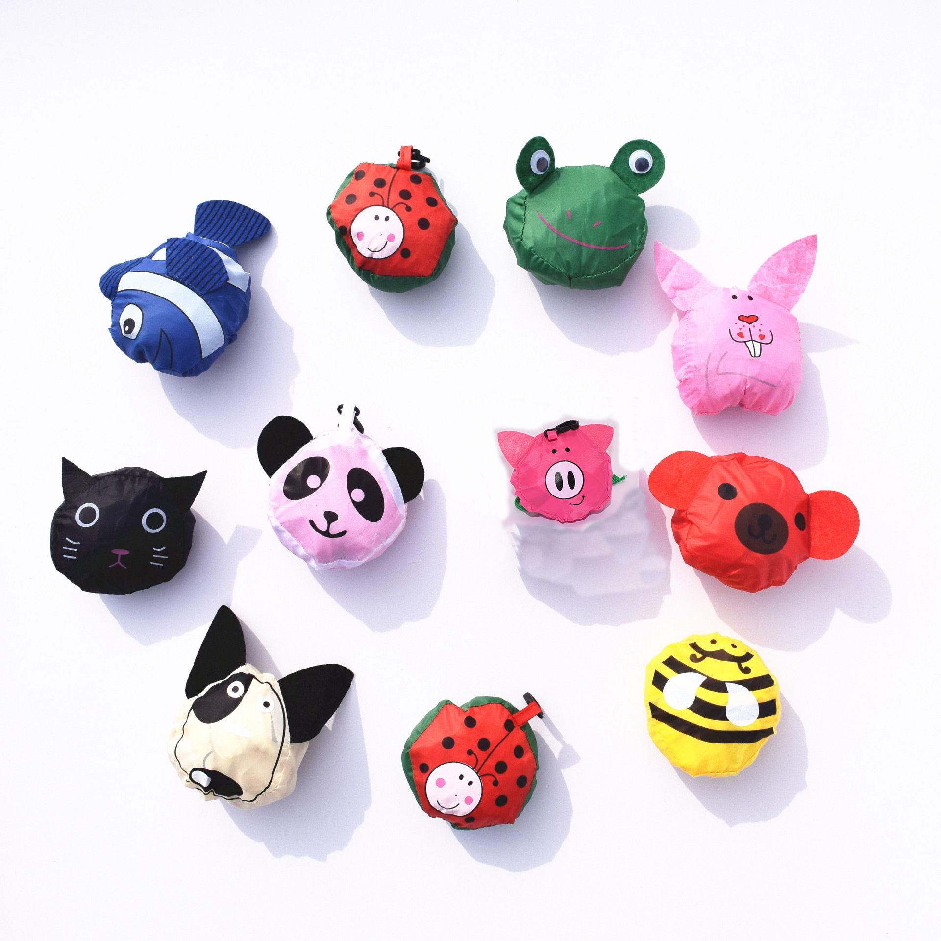 环保购物袋创意卡通动物折叠购物袋收纳包涤纶广告袋定制LOGO