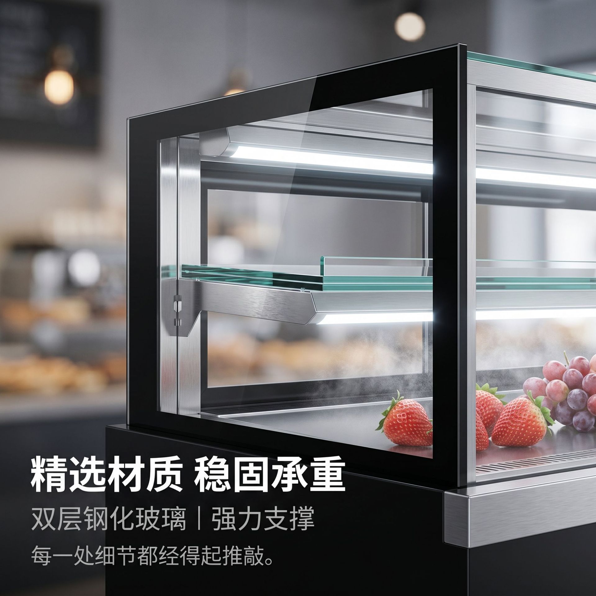ثلاجة زجاجية لزجاج حلوى الفواكه المجففة Specification image