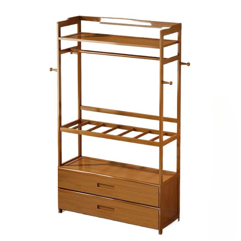 Wooden clothes hanger cabinet, mirror clothes hanger, movable bedside storage rack Item Picture