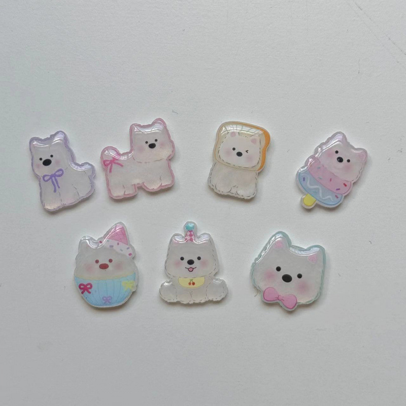 New small-sized West Highland puppy acrylic accessories, new diy handmade material bag accessories, cartoon patch shoes Specification image
