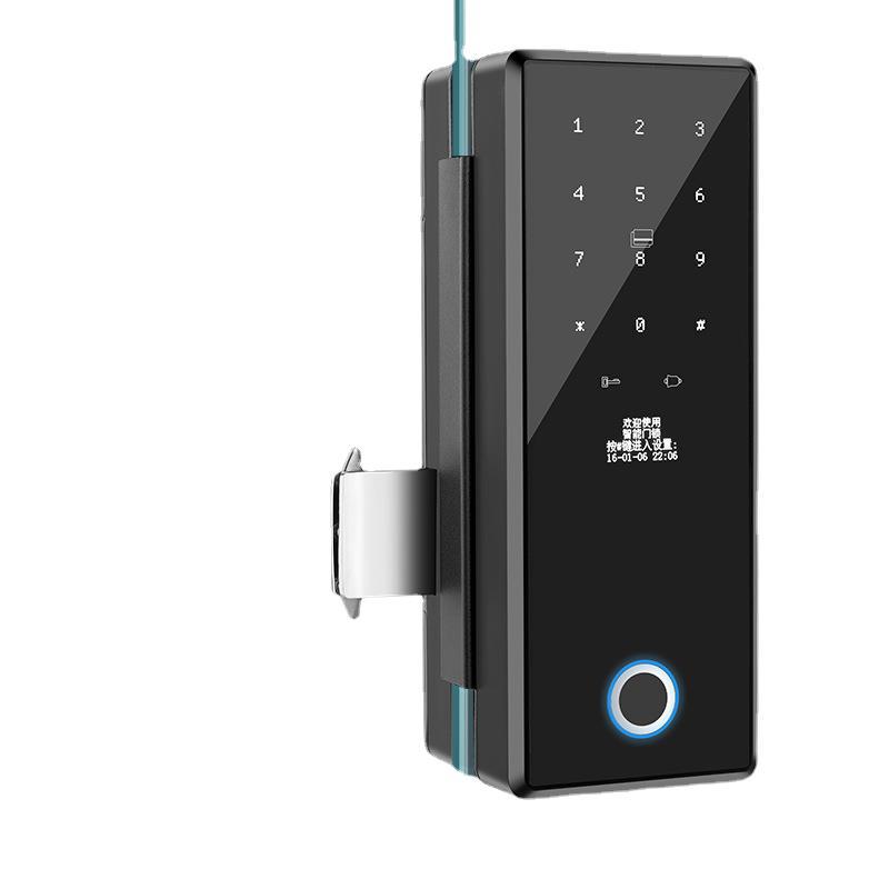 Puerta de vidrio cerradura de huellas dactilares con llave mecánica graffiti wifiapp cableado libre control de acceso de oficina contraseña cerradura con tarjeta Item Picture
