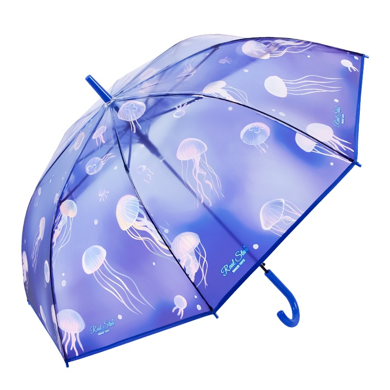 26 New student transparent umbrella with jellyfish pattern POE Japanese long-handled umbrella automatic opening cross-border supply Item Picture