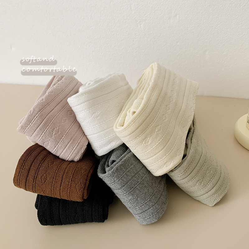 New Spring and Autumn 2025 Class a cotton children's leggings, girls' pantyhose, combed cotton baby plain socks, Korean version
