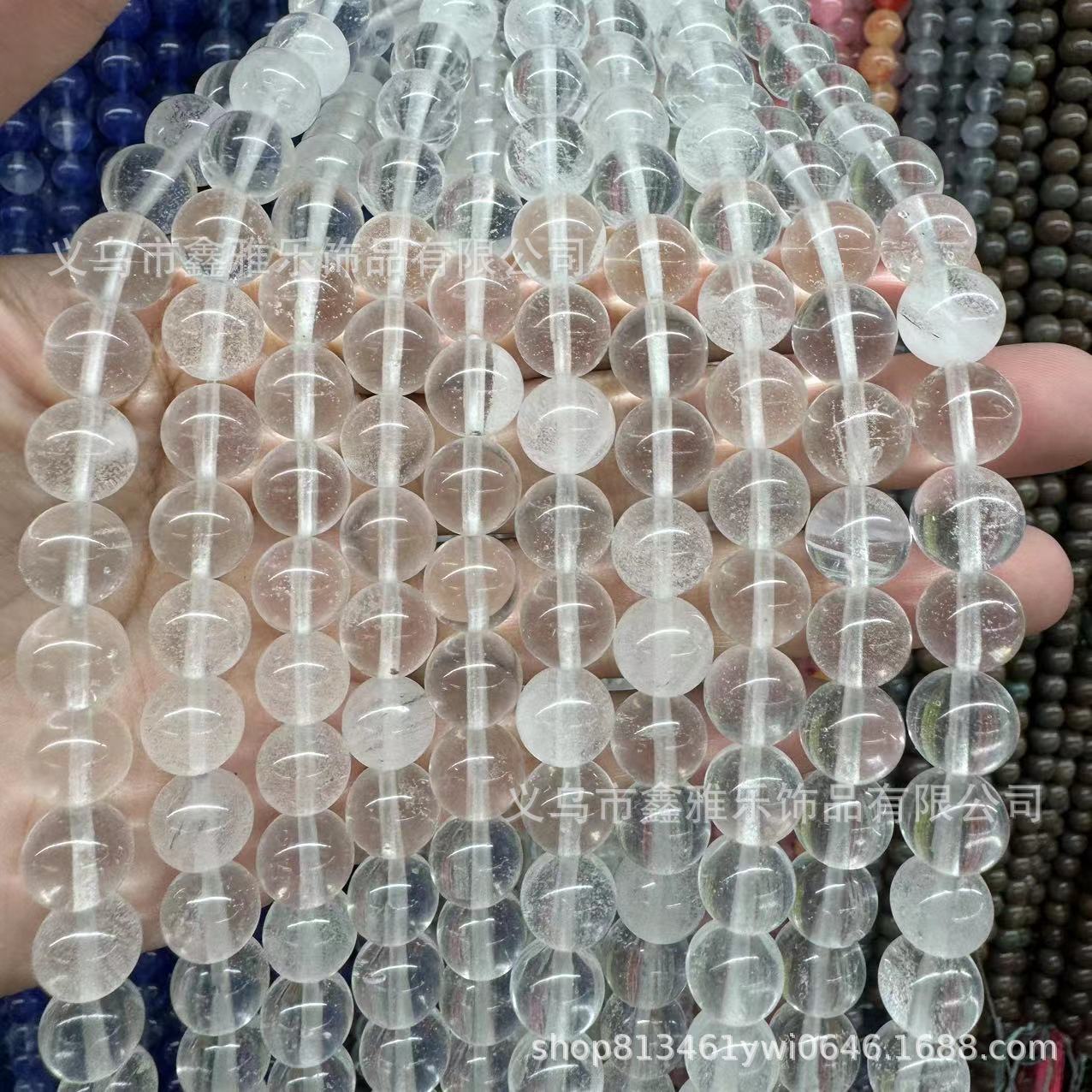 Factory direct sales of imitation white ghost round beads, white watermelon loose beads, glass loose beads, diy accessories, glass beads semi-finished products Specification image