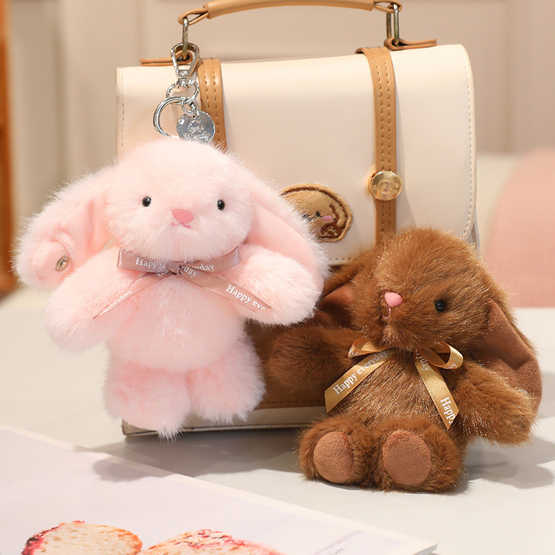 Cute little rabbit pendant that can play the piano, ear-hanging rabbit doll, sensing plush girl backpack pendant, keychain doll Item Picture