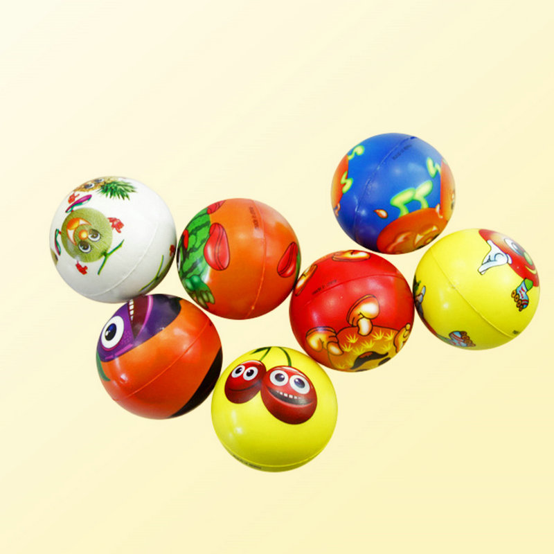 Juguetes para niños high stretch solid mini stretch ball cartoon fruit motif high stretch ball decompression paddle ball Application Scenario
