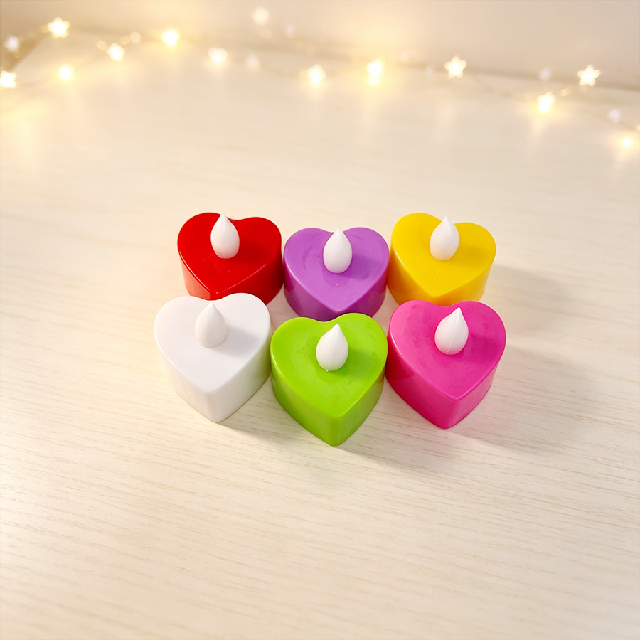 New heart-shaped colored shell tea wax LED electronic candle, confession and proposal prop, party and Christmas supplies details Picture