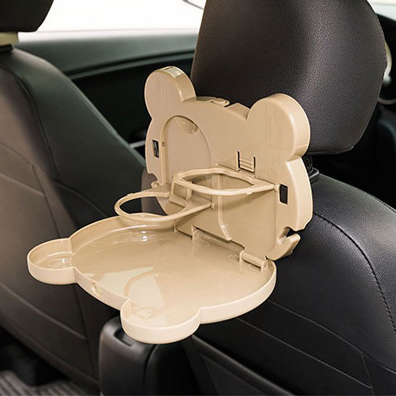 Car folding beverage cup holder, car seat back cartoon dining table, car bear dining table, dining table, plate and storage rack Application Scenario