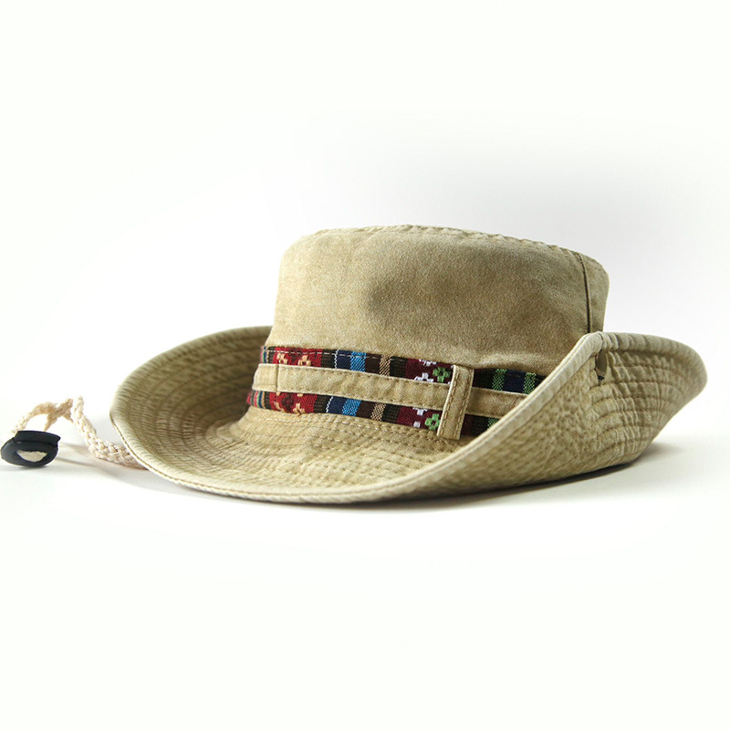 Cross-border export of ethnic-style cowboy hats, outdoor hiking and mountaineering sun protection hats, travel and camping wide-brimmed hats, and fisherman hats Specification image