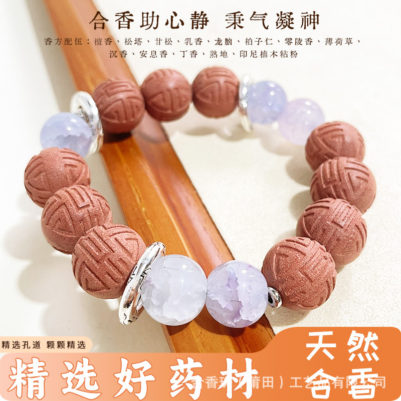 Imperial Concubine Meridian Fragrance Blood Regulation Menstrual Natural Ancient Method Combined Fragrance Bead Traditional Chinese Medicine Necklace, Cultural Play Bracelet, Natural material Buddhist beads details Picture