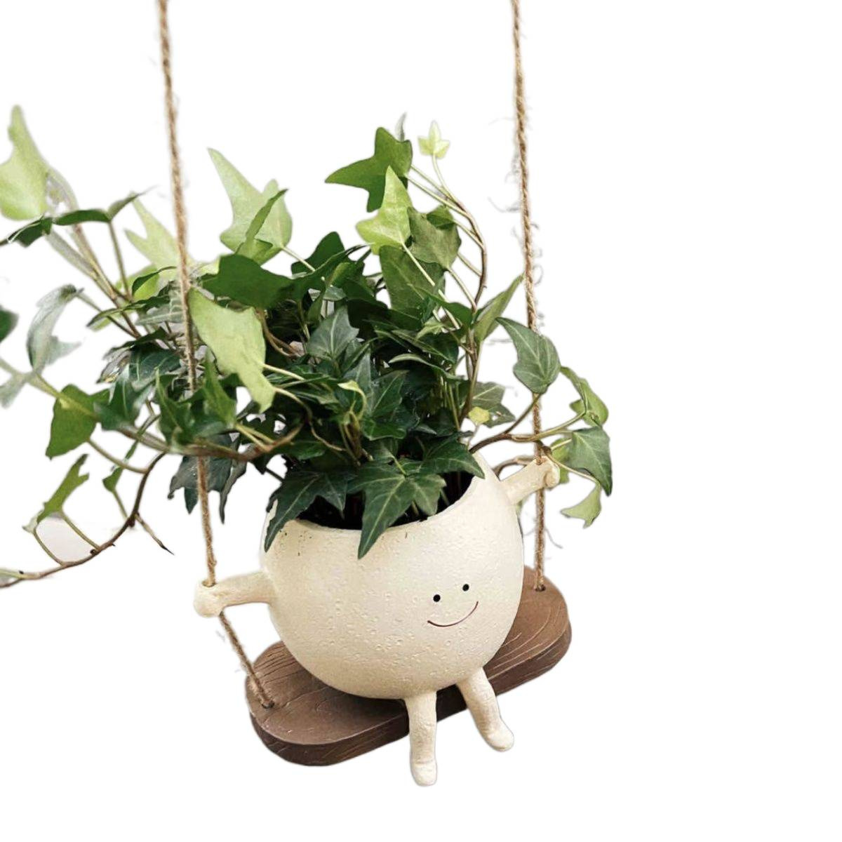 Succulent flowerpots with cute smiling faces, swing flowerpots, personalized decoration, creative hanging hydroponic flowerpots, balcony decoration Item Picture