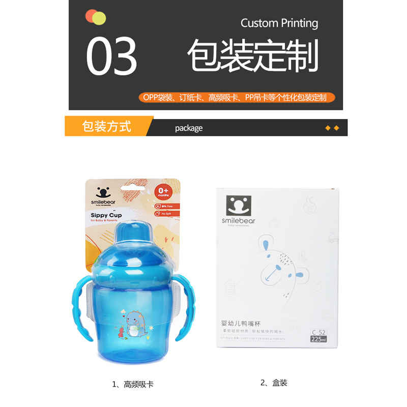 Green handle duckbill drinking cup, a portable anti-spill cup specially designed for children details Picture