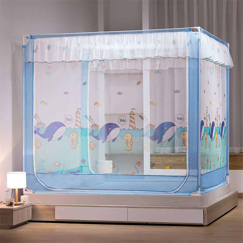 家用防摔蚊帐支架防尘顶儿童1.8m床蒙古包免安装加厚加密帐篷防蚊