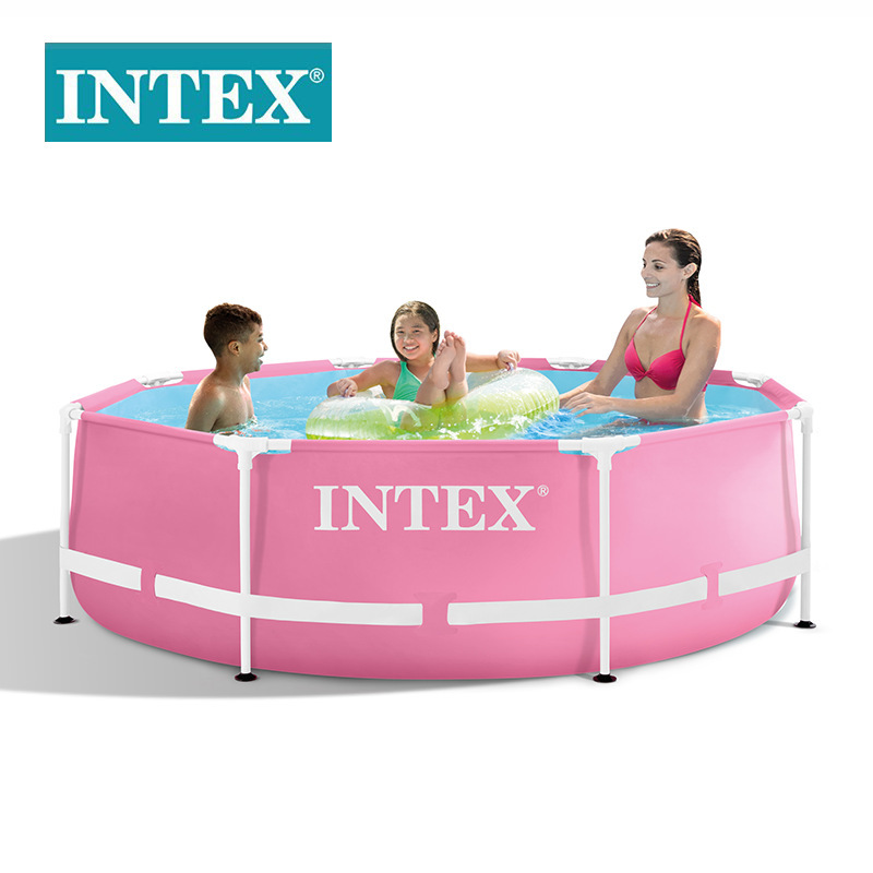 INTEX28290 family swimming pool, 8-foot pink circular tube frame pool, outdoor frame pool wholesale