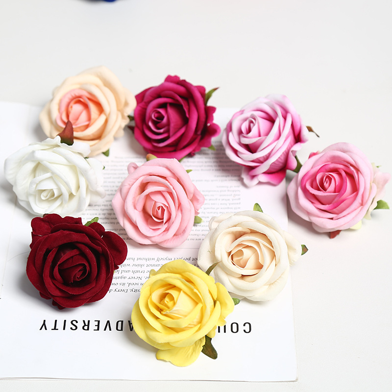 7cm绒布玫瑰花头婚庆花瀑布工程装饰花酒店花墙拱门插花外贸跨境细节图