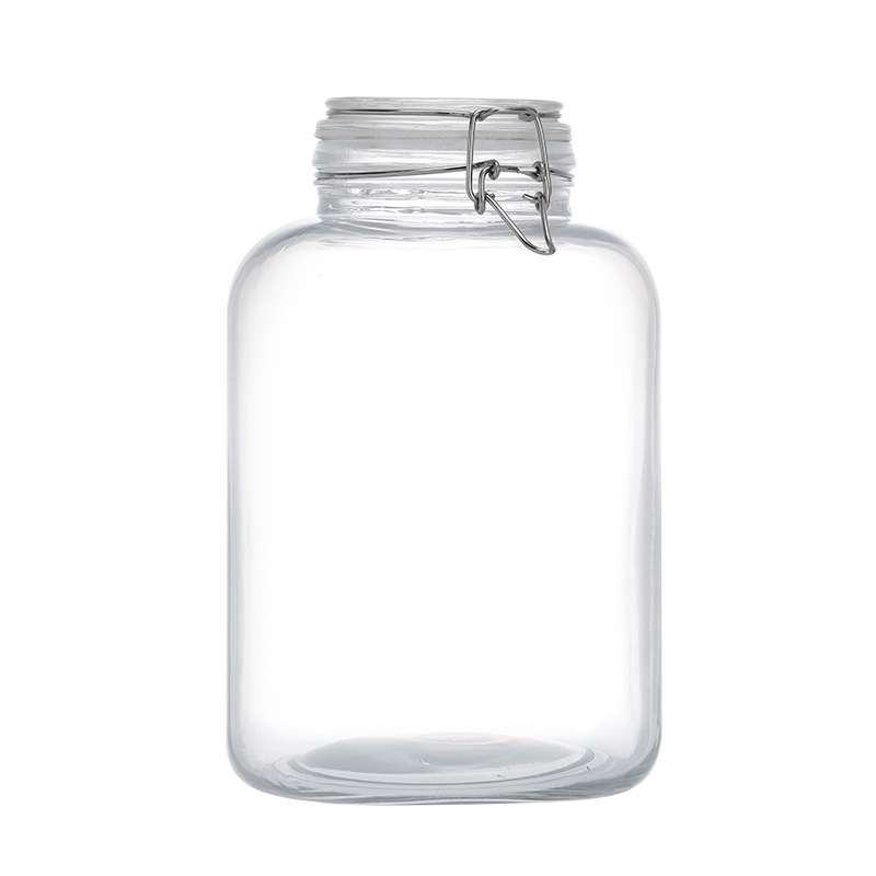 Wholesale glass sealed jars, tea jars, grain storage jars with LIDS and snap fasteners, large-sized household pickles storage jars Item Picture