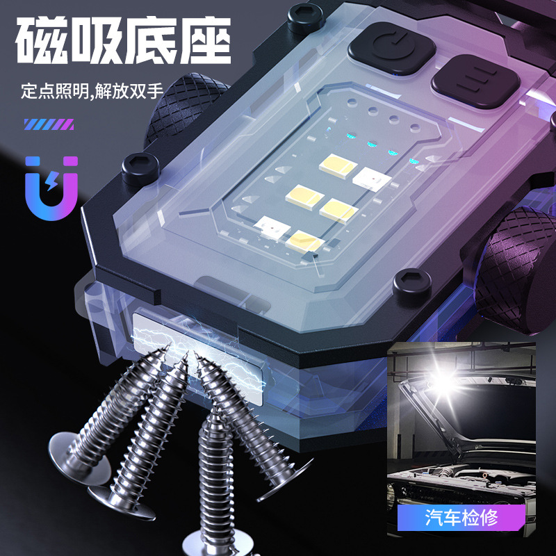 Cross-border multi-functional LED high-intensity flashlight, mini magnetic keychain lamp, USB charging outdoor cap clip lamp Item Picture