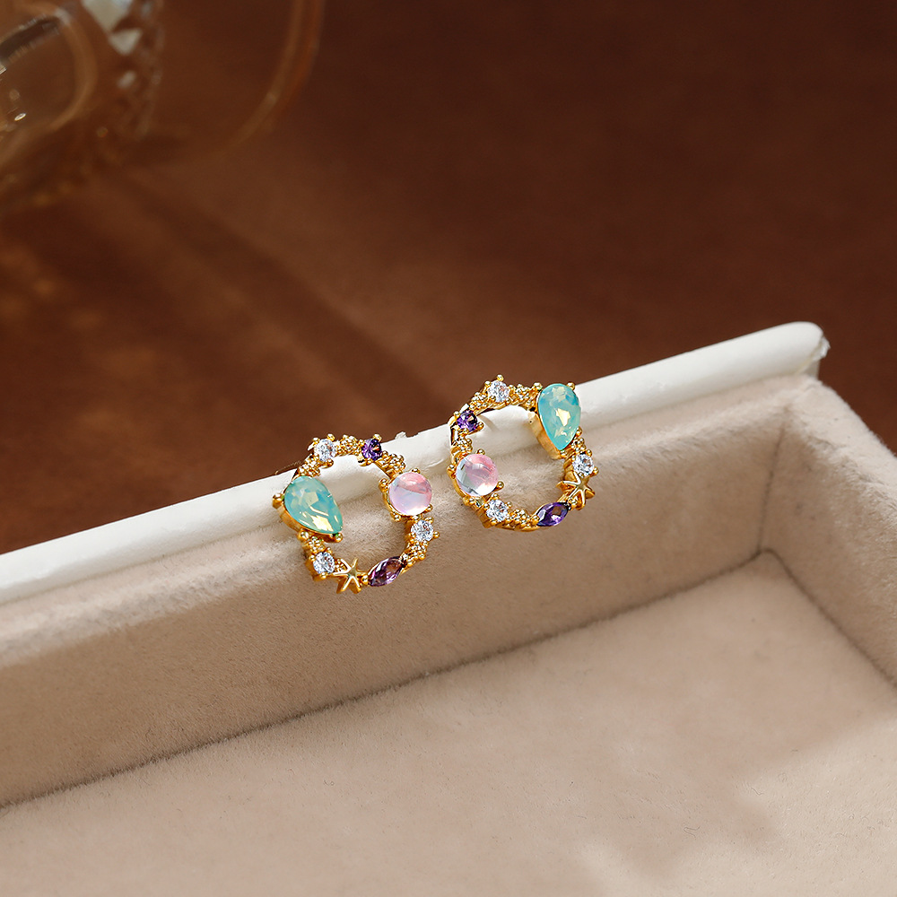 Hyacinth "el mago de oz" retro premium sense brilla micro insertos diseño opal verde circonitas pendientes pendientes mujer