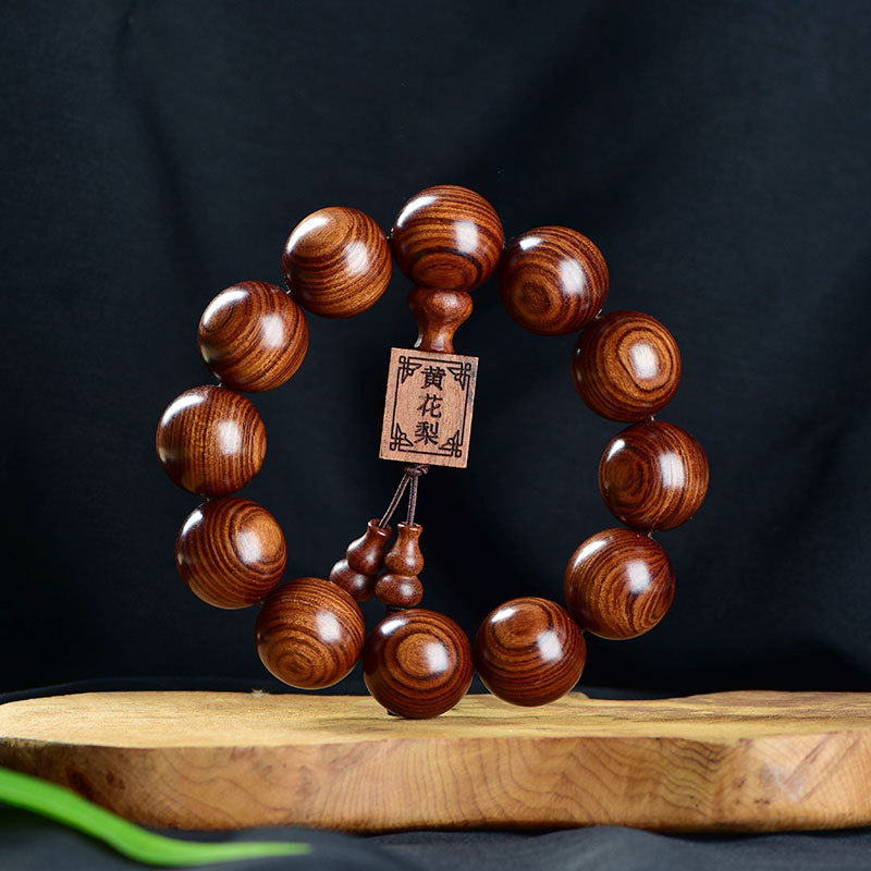 Hoja grande flor amarilla pera mano brocheta hombre kang pera flor perla perla perla perla pulsera 108 piezas para las mujeres rosarios accesorios fabricantes al por mayor
