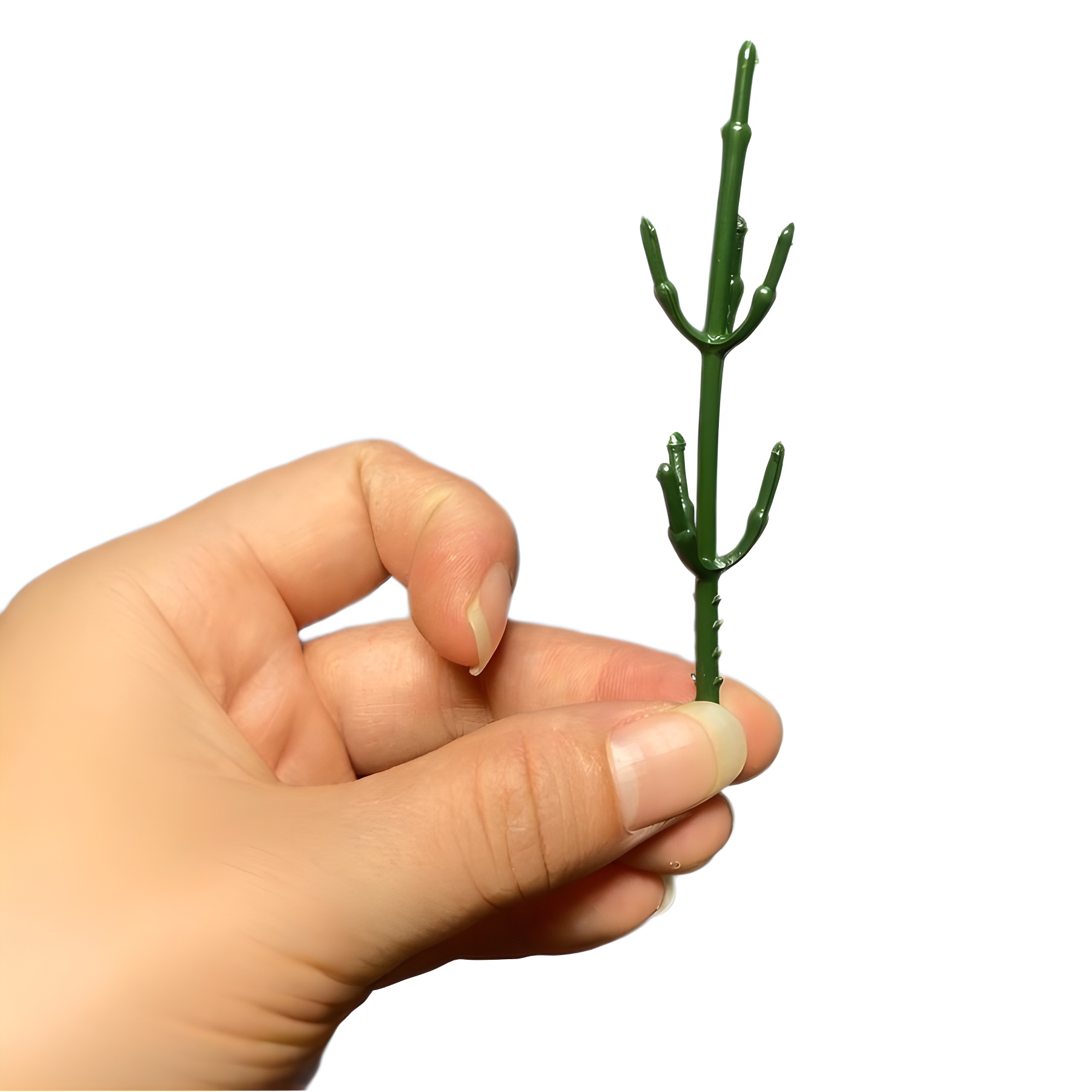 仿真花草枝杆短款小五叉枝盆栽小树枝杆盆景花枝仿真花配件批发白底实物图