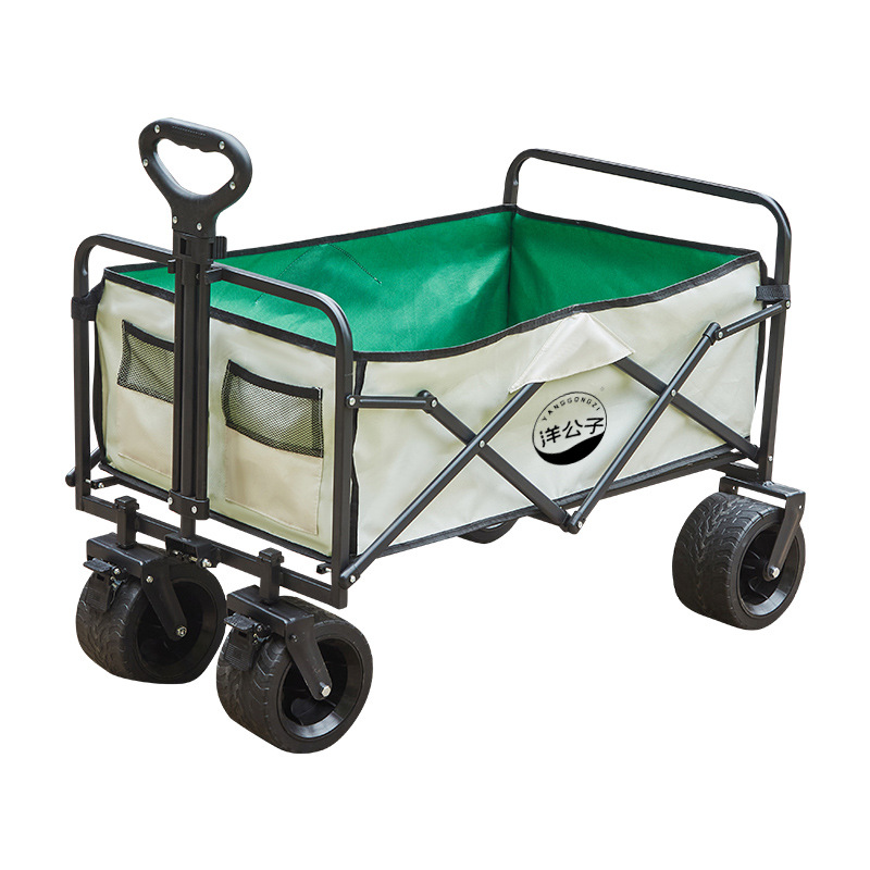 洋公子户外露营车手推营地车折叠野营拖车家用野营小推车一件代发白底实物图
