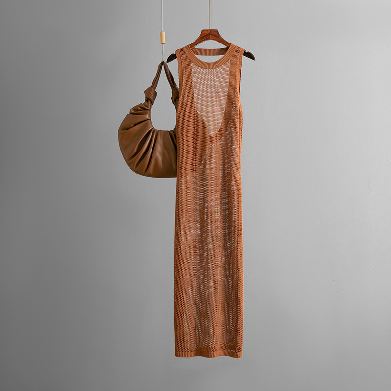 2025 European and American new style sexy cut-out backless beach smock, seaside vacation long dress Bikini smock dress details Picture