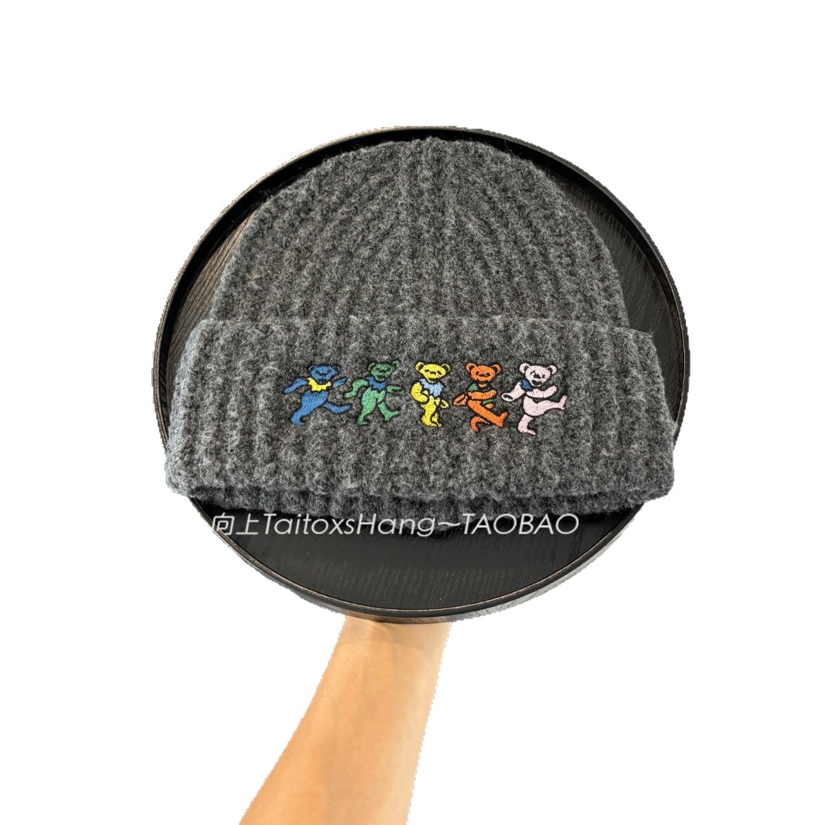 Autumn and winter hats are warm, cute, dancing bear, soft and glutinous knitted hat for women to keep warm, big head scarf, high-quality woolen hat for men Item Picture