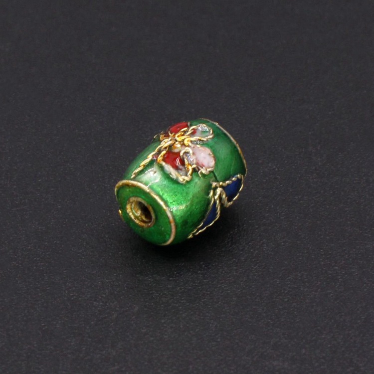 Traditional high-temperature cloisonne filigree silver-blue DIY jewelry accessories, cloisonne 9*7 small drum beads details Picture