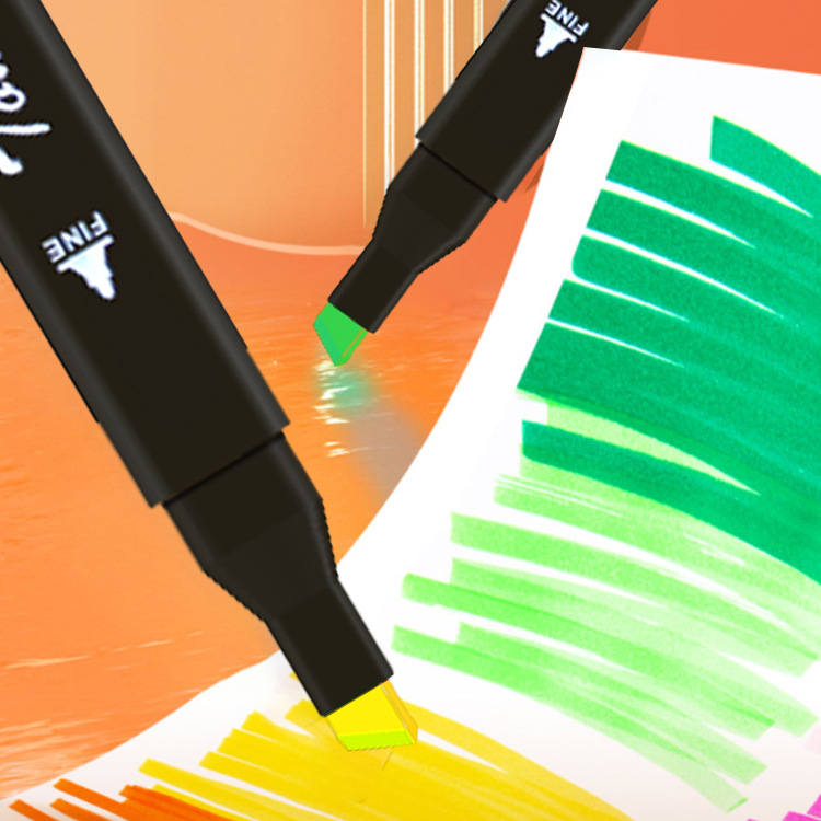 24-color New student Black Art washable Marker Pen, Colorful double-pointed note-taking pen for children Marcador Application Scenario