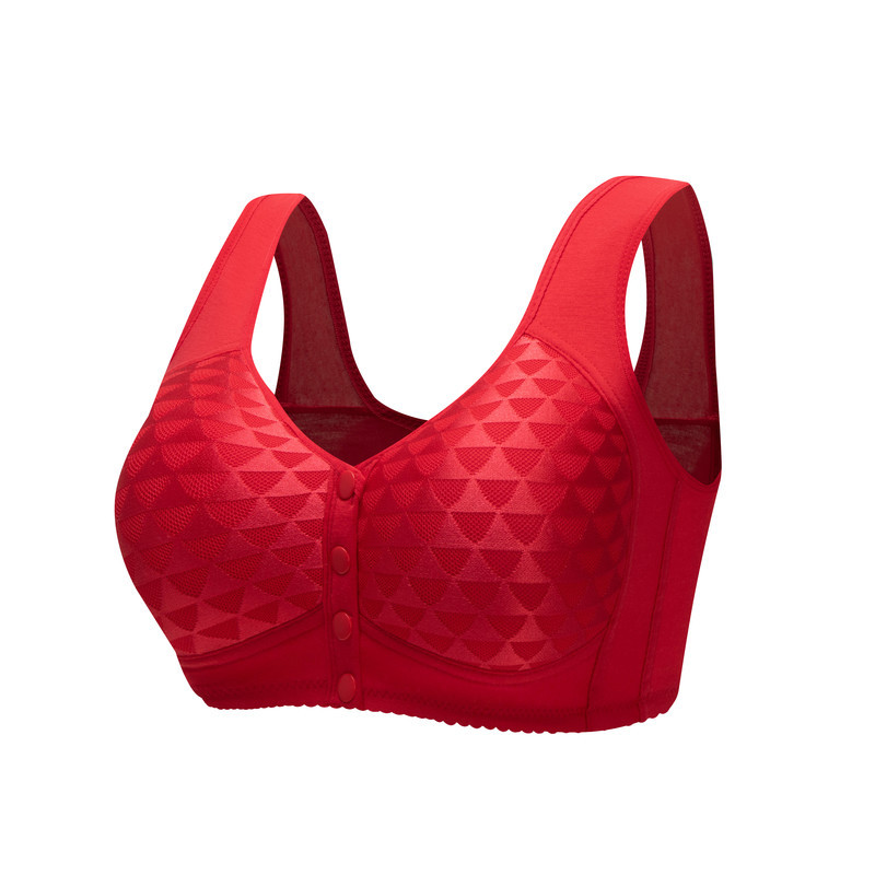 Front-opening fixed type middle-aged and elderly mother bra without underwire, large size gathering anti-sagging secondary breasts, women's underwear gathering bra, bra thin shoulder strap gathering cup bra, large size bra, large size underwear details Picture