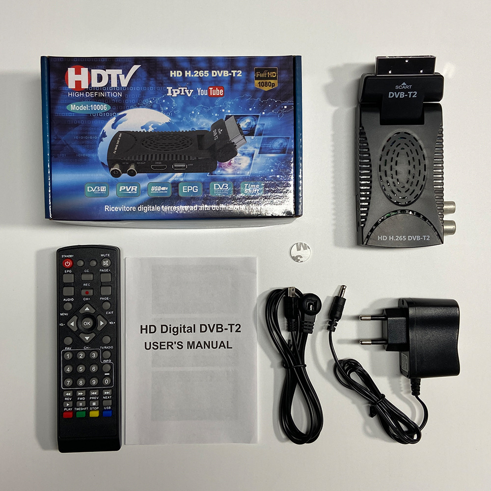 Foreign trade set-top box, H.265 HEVC DVB-T2 set-top box from Spain, Italy, France and Greece Item Picture