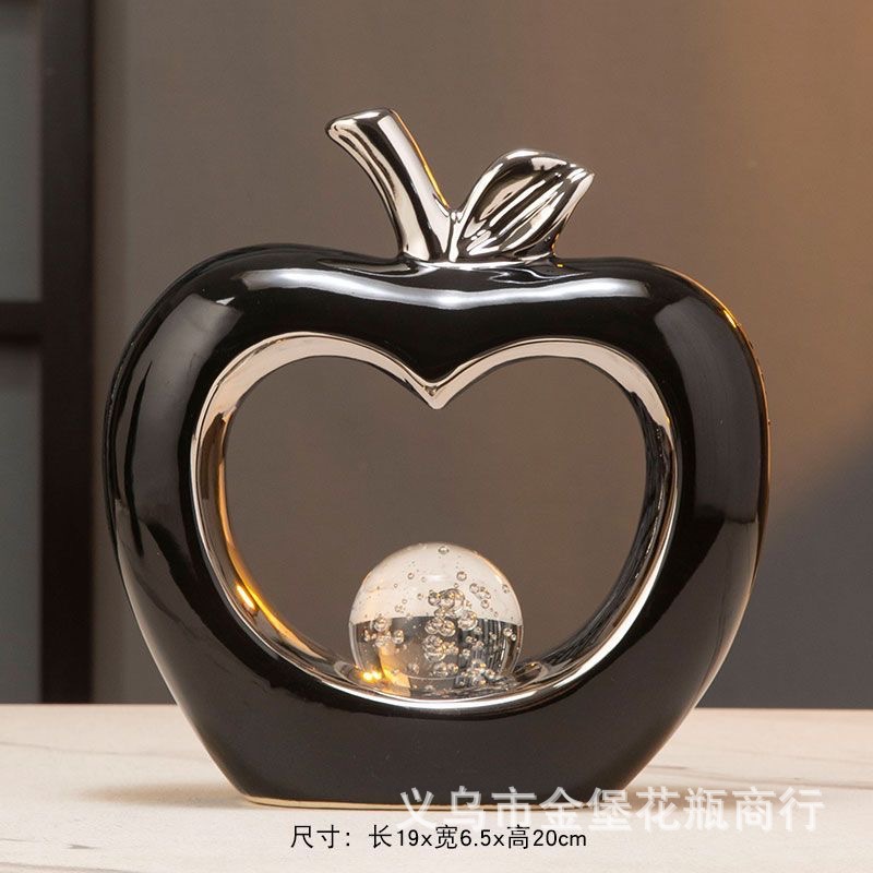 Luz de lujo negro plata calado manzana cerámica con burbujas bola de cristal sala de estar tv gabinete ping an fruit homewear