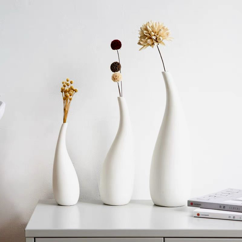 2026 New Nordic style simple ceramic vase ornaments, white unglazed dried flower arrangements, home decoration and arrangement factory wholesale vases details Picture