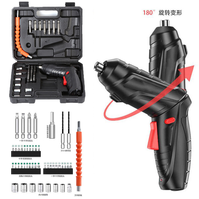 3.6V electric screwdriver, mini rechargeable hand drill, screwdriver, multi-functional household folding lithium battery drill tool full figure