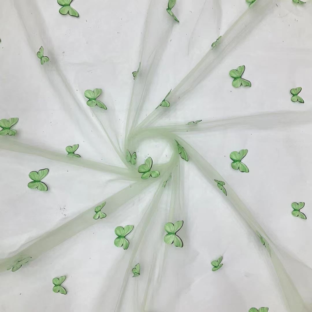 Laser-embroidered lace fabric, butterfly mesh fabric, new type of fabric, butterfly embroidery fabric, lace women's embroidery fabric Specification image